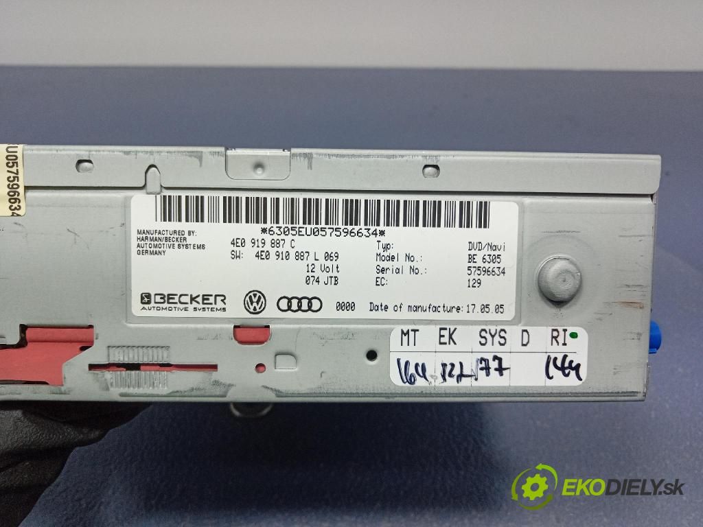 Audi A6 2005 Radio I Navigácia: 4E0919887C