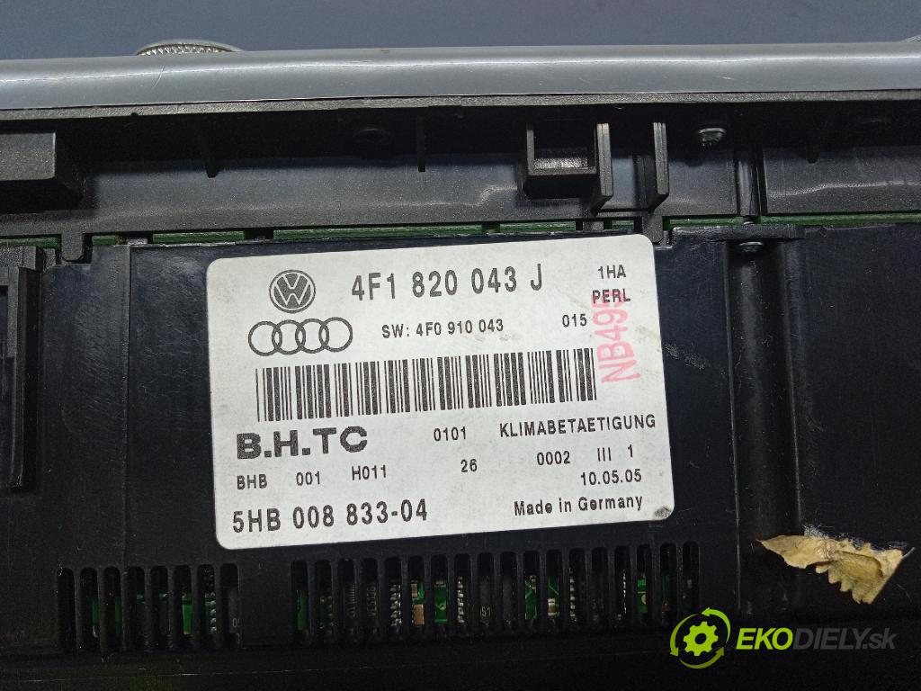 Audi A6 2005 prepínač Klimatizácia: Prúd vzduchu: 4F1820043J