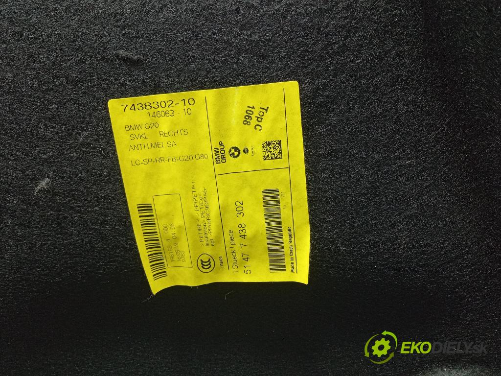 Bmw Seria 3 2019 Čalounictví: kufra: 7438302