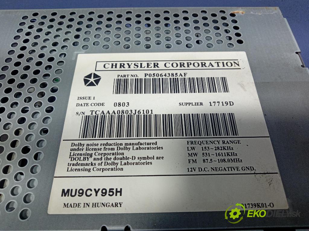 Chrysler Pt cruiser 2003 Radio I Navigace: P05064385AF