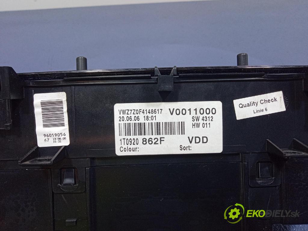 Vw Touran 2006 Přístrojová deska 1T0920862F