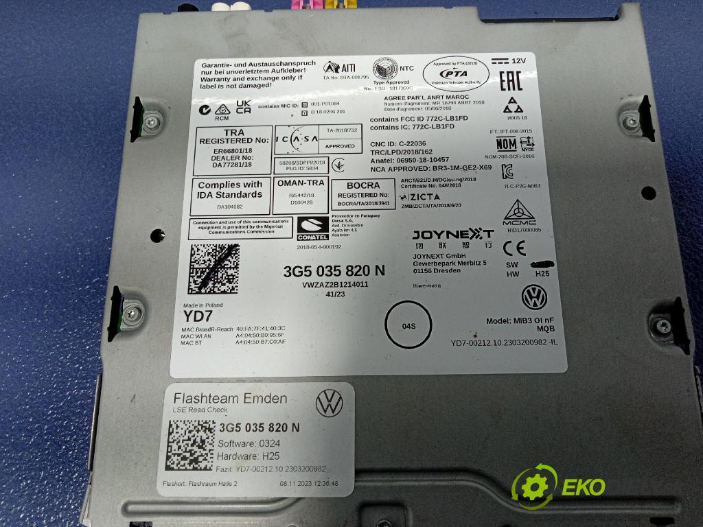 Vw Arteon 2024 Radio I Navigace: 3G5035820N
