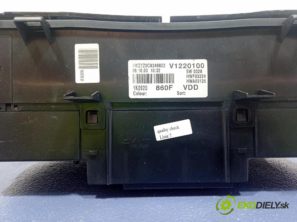 Vw Golf 2003 Přístrojová deska 1K0920860F