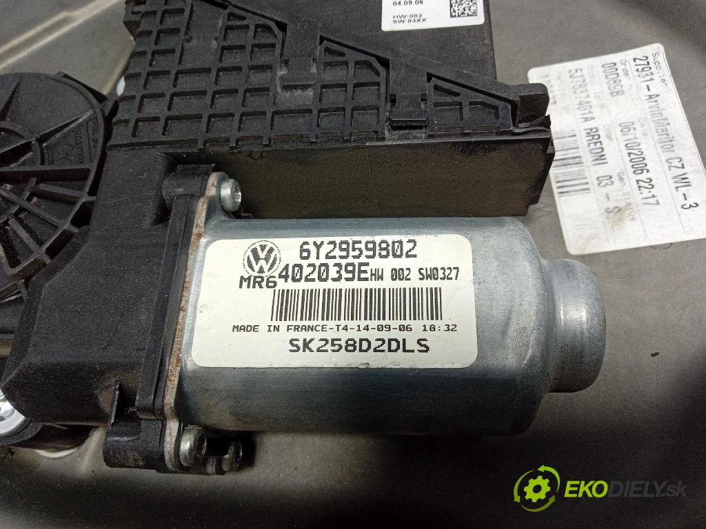 Skoda Roomster 2006 mechanizmus okna Okná: Predné Vľavo: 5J7837401A
