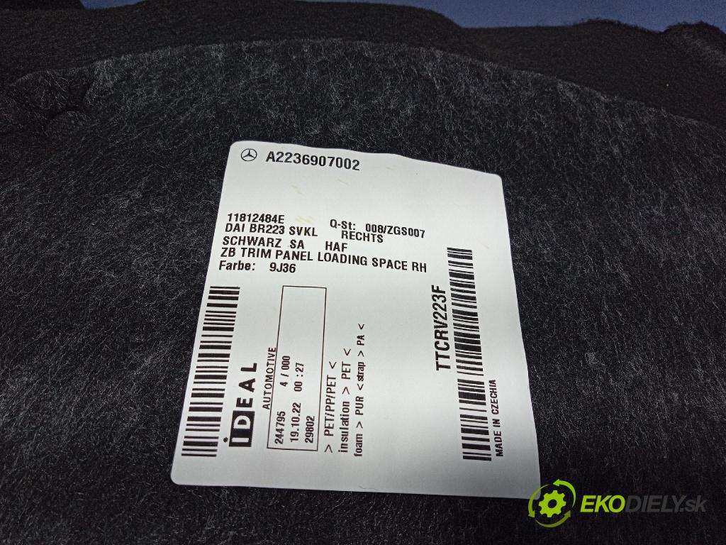 Mercedes S-Klasa 2022 Čalounictví: kufra: A2236907002