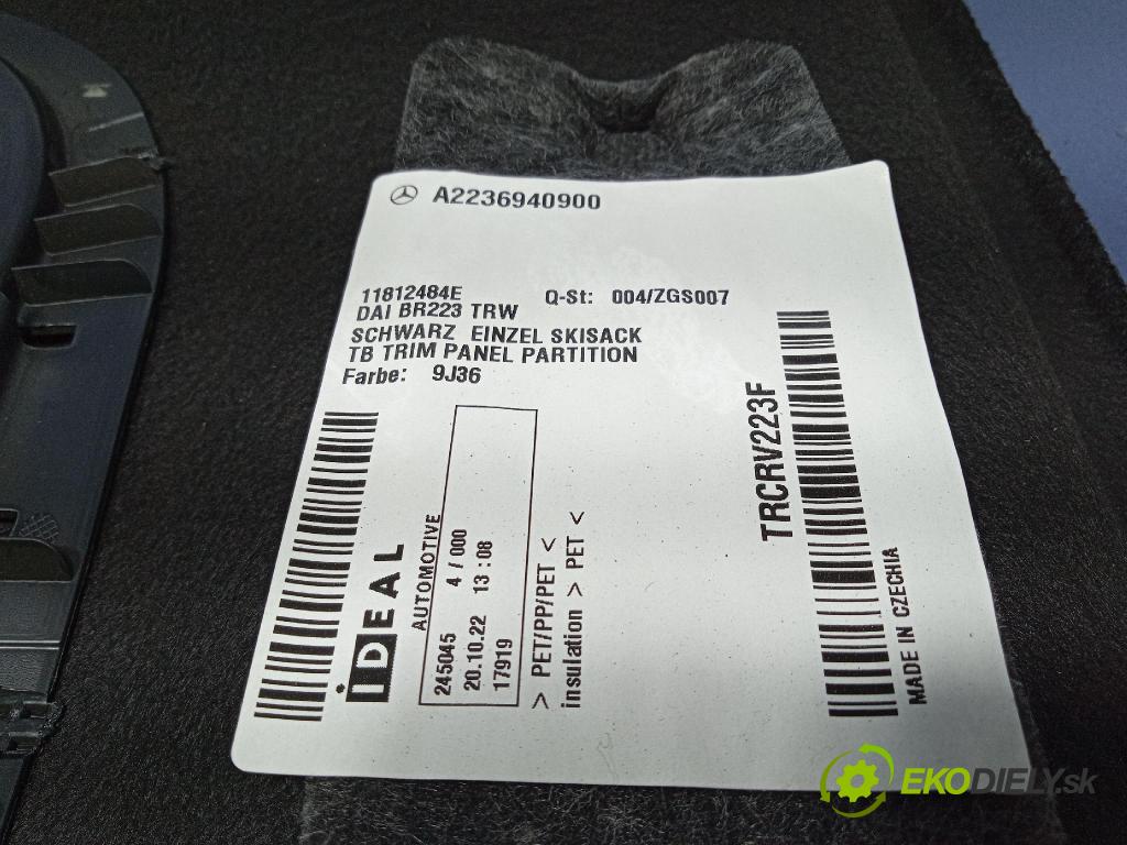 Mercedes S-Klasa 2022 Čalounictví: kufra: A2236940900