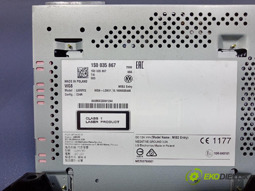 Vw Up! 2016 Radio I Navigácia: 1S0035867