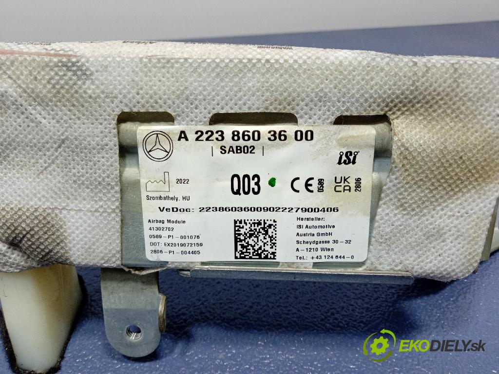 Mercedes S-Klasa 2022 Airbag: Sedačka: x A2238603600