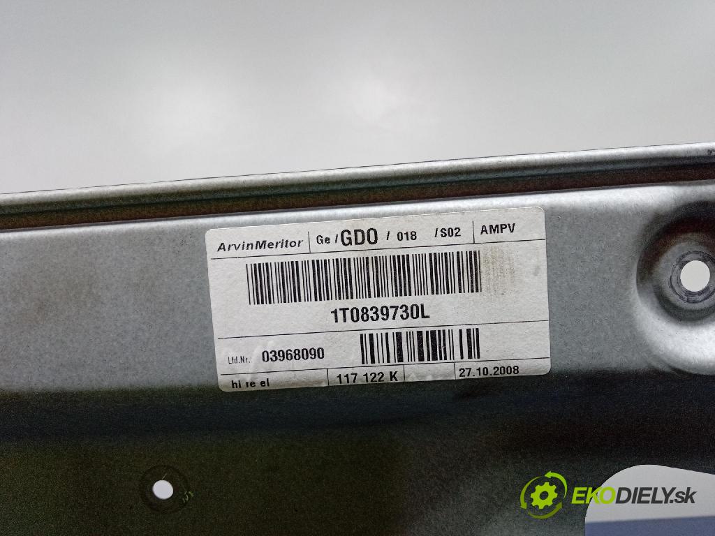 Vw Touran 2008 mechanizmus okna Okná: zad v pravo: 1T0839730L