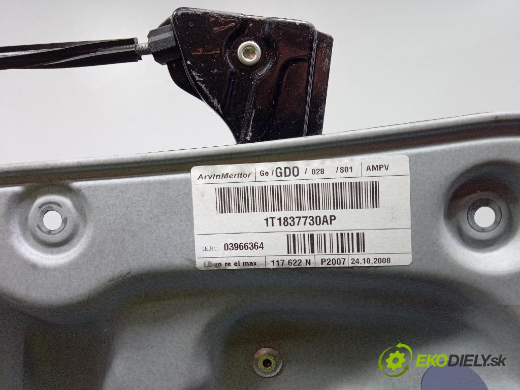 Vw Touran 2008 mechanizmus okna Okná: Predné v pravo: 1T1837730AP