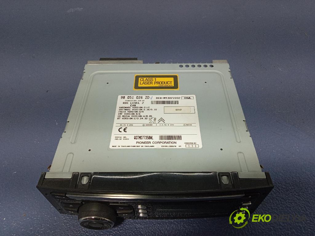 Peugeot 208 2017 Radio I Navigácia: 98051026ZD