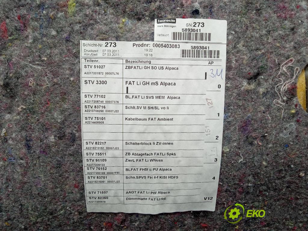 Mercedes S-klasa 2011 Čalounictví: dvere Predné ľavá 