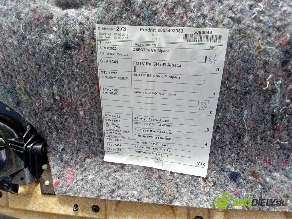 Mercedes S-klasa 2011 Čalounictví: dvere zad ľavá 