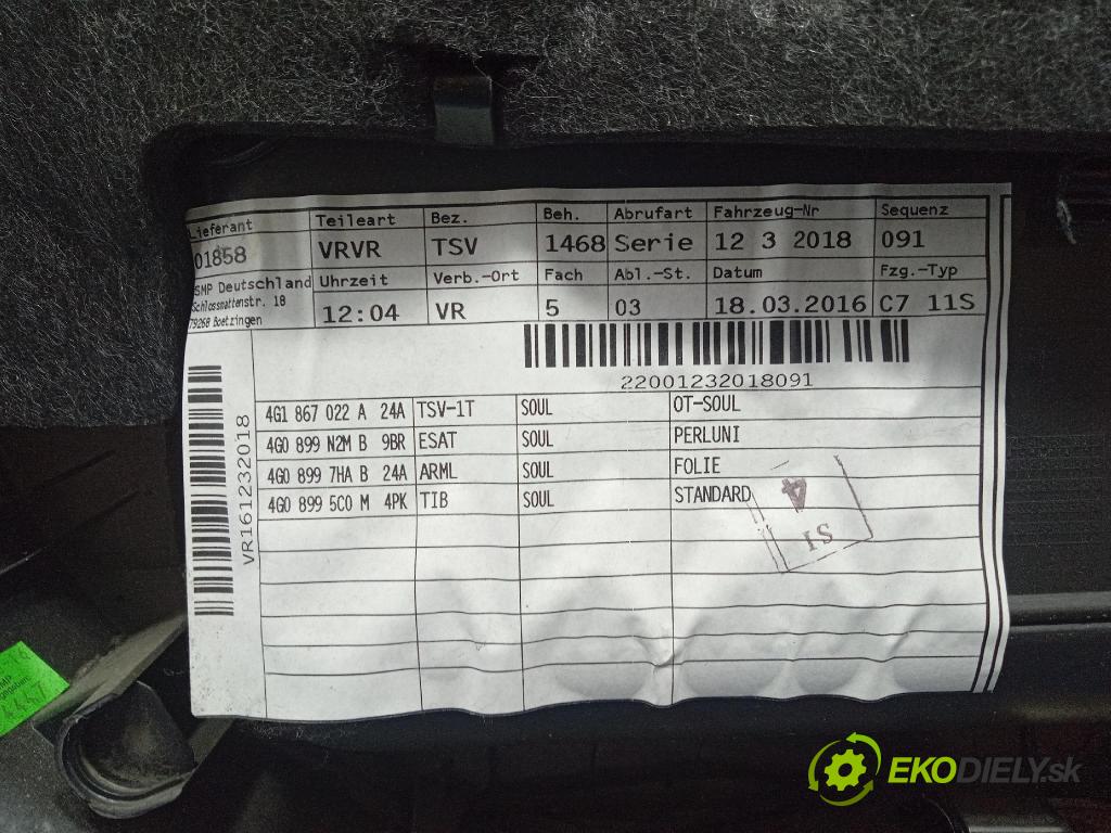 Audi A6 2016 Čalounictví: dvere Predné Prava: 4G2867106A