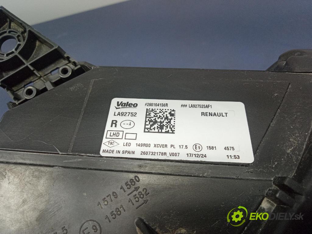 Renault Rafale 0 Reflektor: v pravo: 260104156R