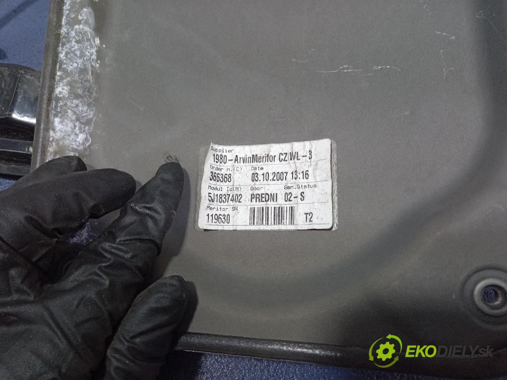 Skoda Fabia 2008 mechanizmus okna Okná: Predné v pravo: 5J1837402
