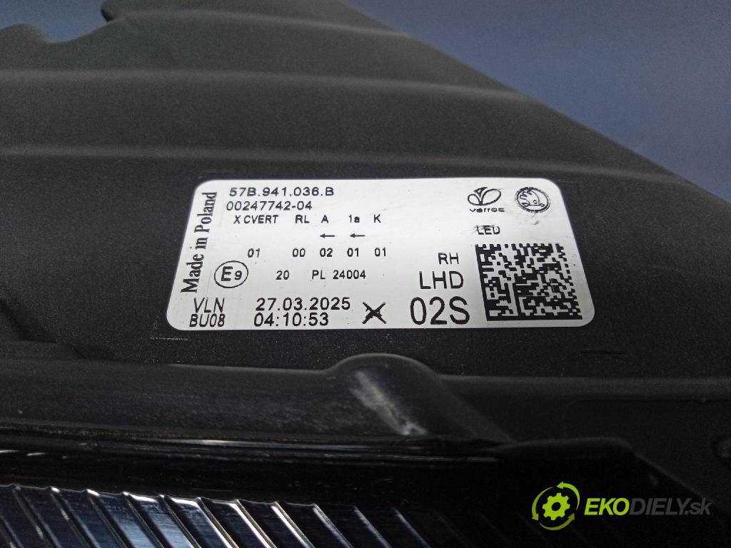 Skoda Karoq 0 světlo v pravo: 57B941036B