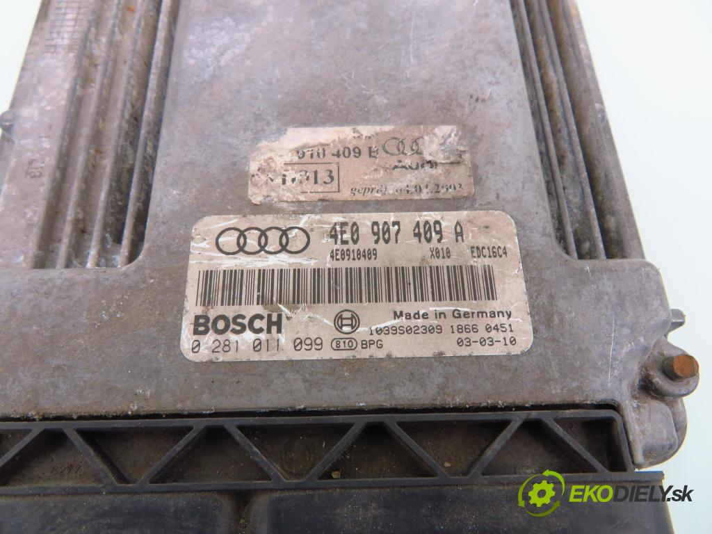 AUDI A8 D3 (4E2, 4E8) SEDAN 2003 202,00 4.0 TDI quattro - ASE 3936,00 Riadiaca jednotka Motor 4E0907409A ; 0281011099