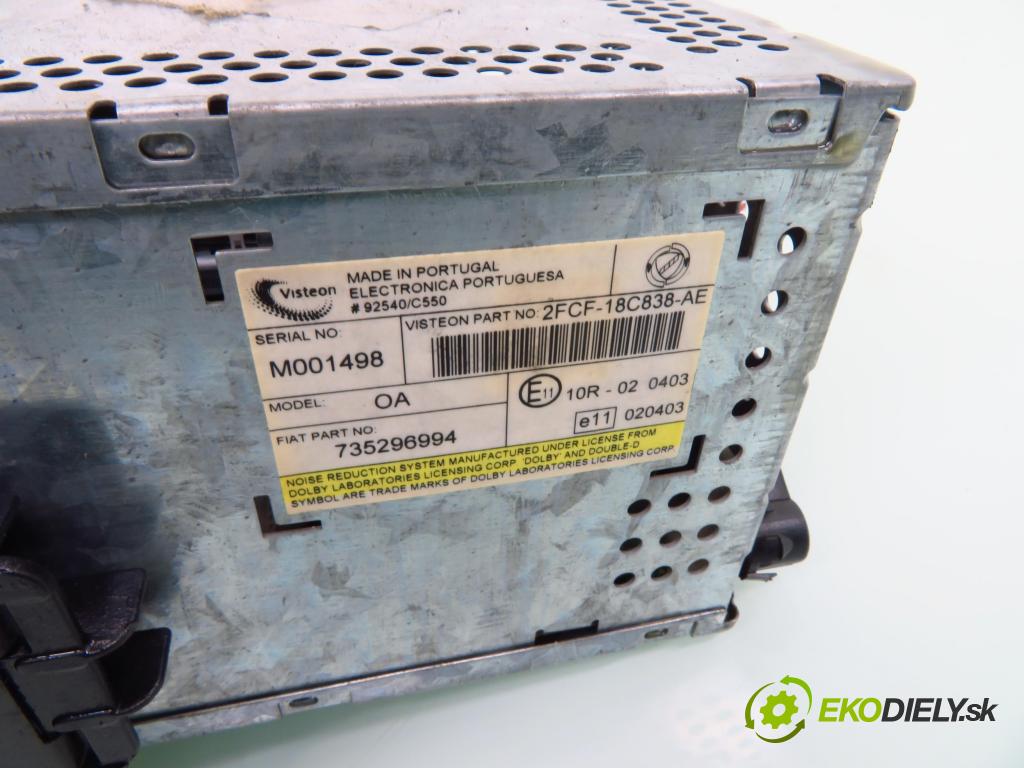 FIAT STILO (192_) HB 2002 76,00 1.6 16V 103 - 182 B6.000 1596,00 RADIO Modul 735296994 ; 2FCF18C838AE