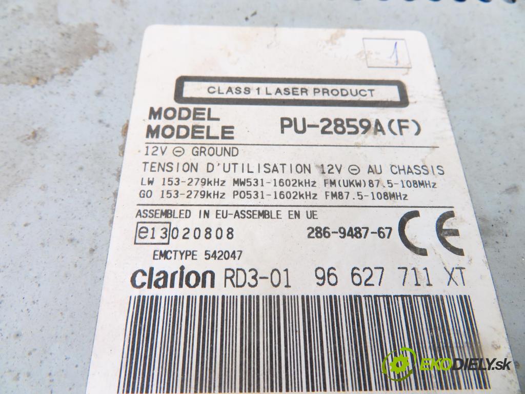 CITROEN BERLINGO FIRST Skrzynia (M_) KOMBIVAN 2006 66,00 1.6 HDI 90 (MB9HX, MC9HX) - 9HX (DV6ATED4) 1560,00 RADIO CD 96627711XT ; PU2859A