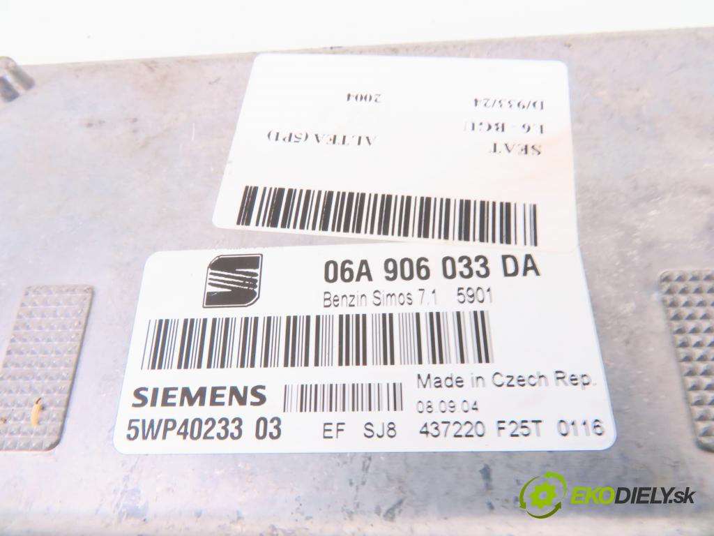 SEAT ALTEA (5P1) MINIVAN 2004 75,00 1.6 102 1595,00 řídící jednotka motora 06A906033DA ; 5WP40233