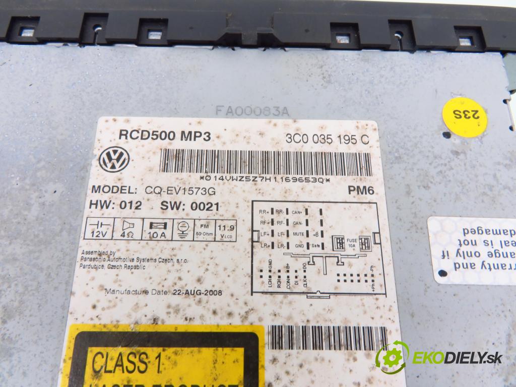 VW GOLF PLUS (5M1, 521) HB 2006 103,00 2.0 TDI - BMM 1968,00 RADIO CD 3C0035195C ; RCD500