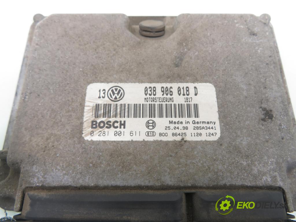 VW GOLF IV (1J1) HB 1998 66,00 1.9 TDI - AGR 1896,00 řídící jednotka motora 038906018D ; 0281001611