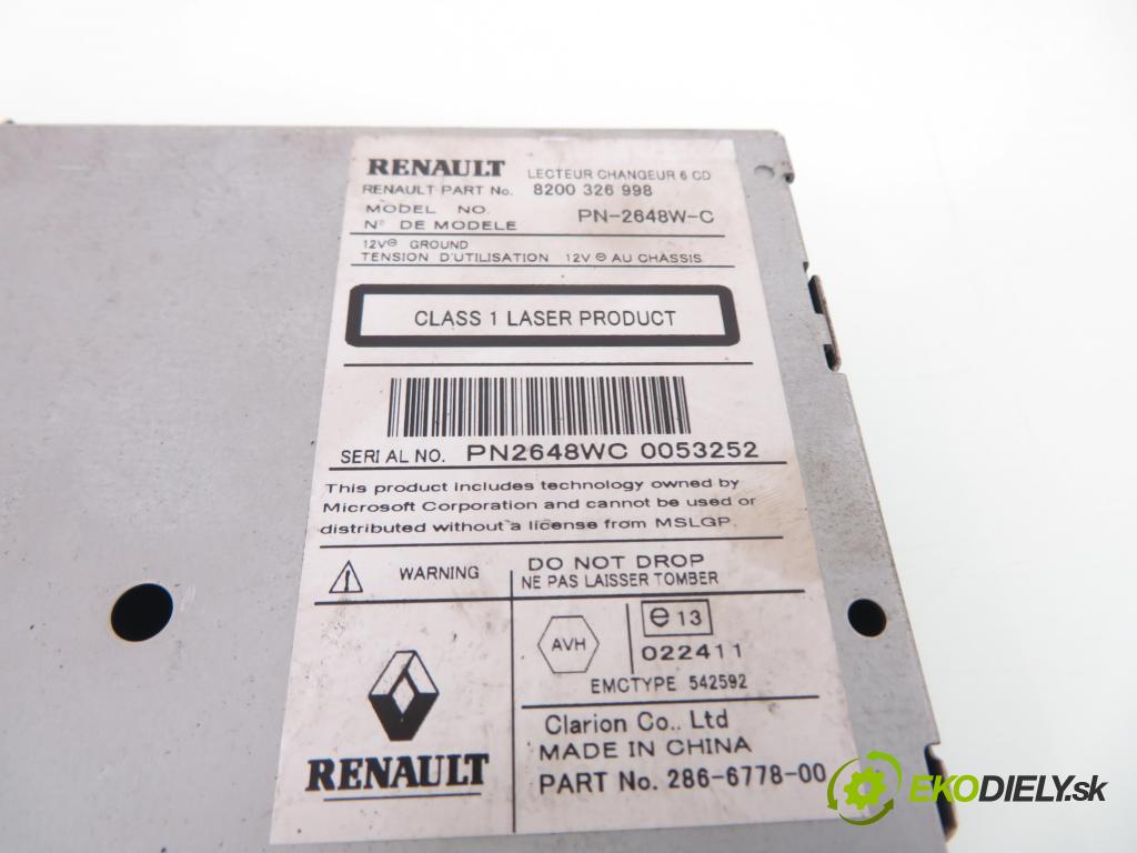 RENAULT LAGUNA II Grandtour (KG0/1_) KOMBI 2005 88,00 1.9 dCi (KG0G) - F9Q 670 1870,00 RADIO CD 8200326998 ; 8200326981