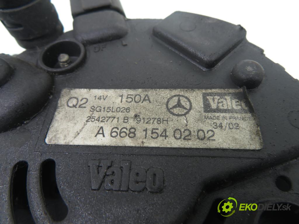 MERCEDES-BENZ KLASA A (W168) HB 2002 70,00 A 170 CDI 95 - OM 668.942 1689,00 Alternátor A6681540202 ; 2548702B (Alternátory)