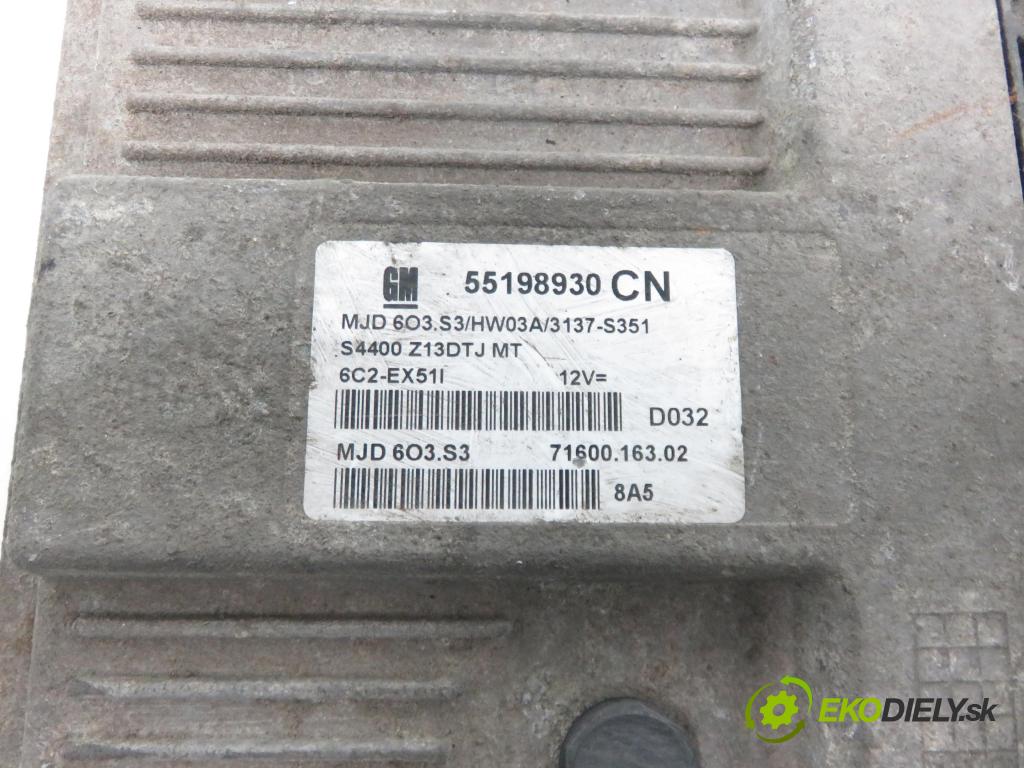 OPEL CORSA D Van VAN 2008 55,00 1.3 CDTI - A 13 DTC 1248,00 řídící jednotka motora 55198930 ; MJD603S3 ; 7160016302