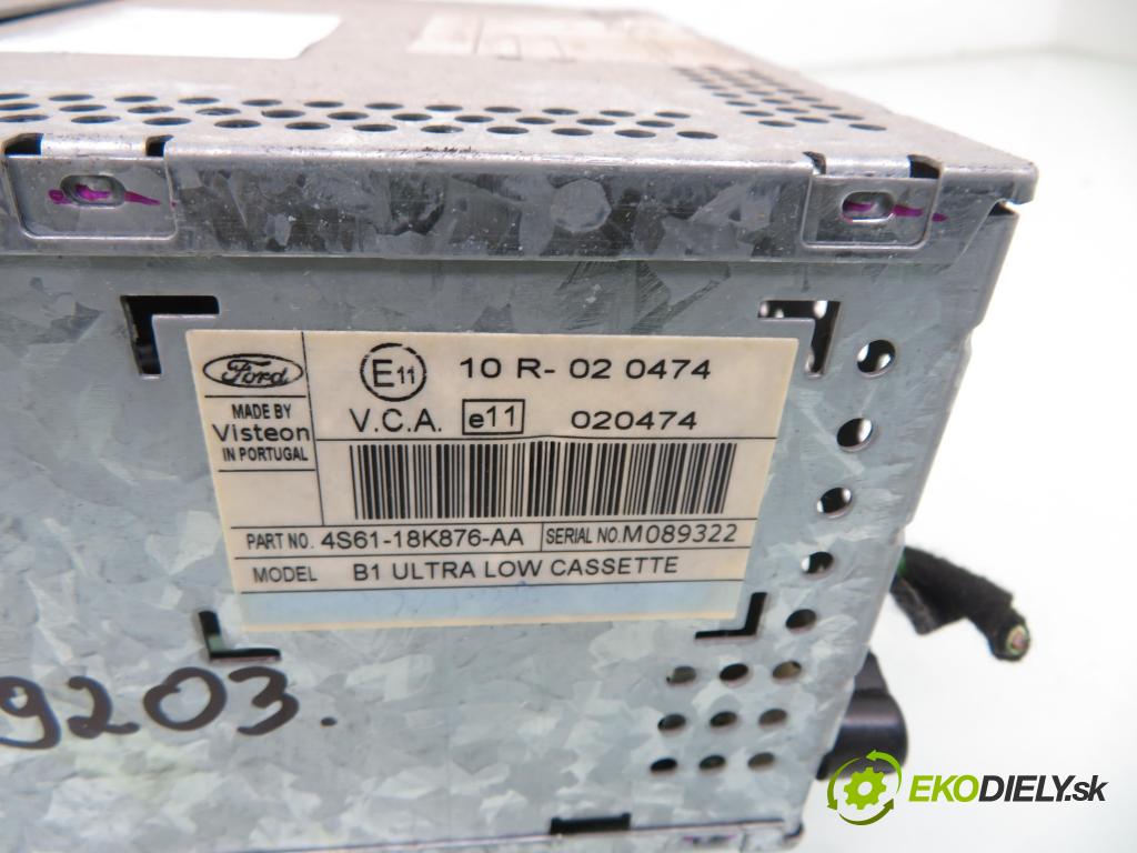 FORD FIESTA V (JH_, JD_) HB 2004 59,00 1.4 16V - FXJB 1388,00 RADIO Modul 4S6118K876AA ; M089322
