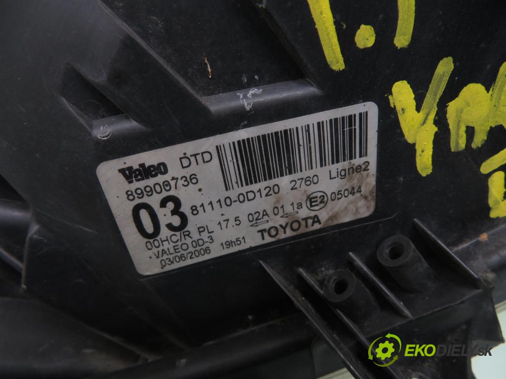 TOYOTA YARIS (_P9_) HB 2006 51,00 1.0 VVT-i (KSP90_) - 1KR-FE 998,00 Svetlo PP 811100D120 ; 89900736