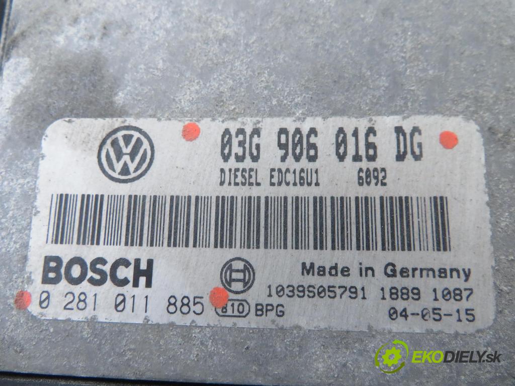 SEAT ALTEA (5P1) MINIVAN 2004 77,00 1.9 TDI - BKC 1896,00 Riadiaca jednotka Motor 03G906016DG ; 0281011885