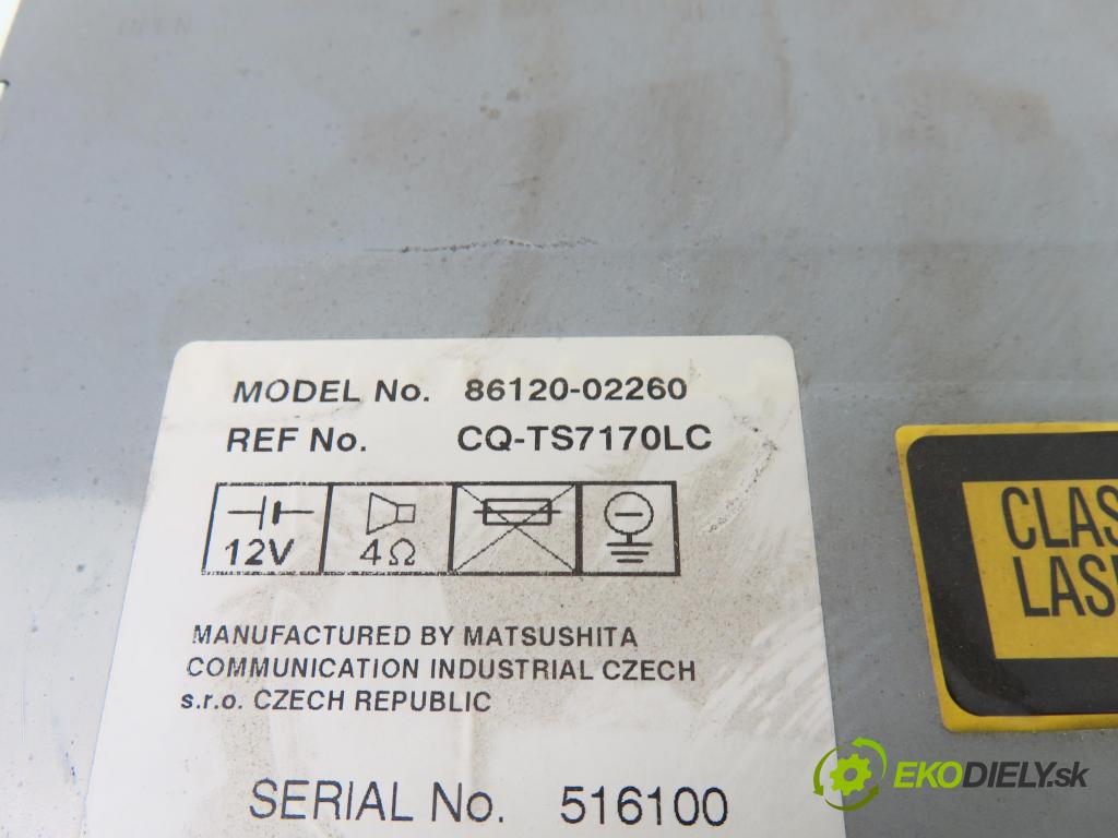 TOYOTA COROLLA (_E12_) SEDAN 2003 71,00 1.4 VVT-i 97 (ZZE120) - 4ZZ-FE 1398,00 RADIO CD 8612002260