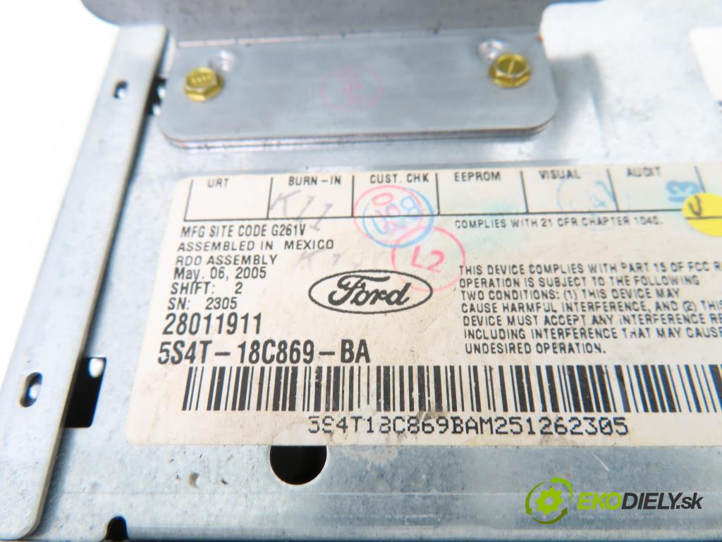 FORD FOCUS sedan (DFW) SEDAN 2005 96,00 2.0 16V - EDDF 1988,00 RADIO CD 5S4T18C869BA