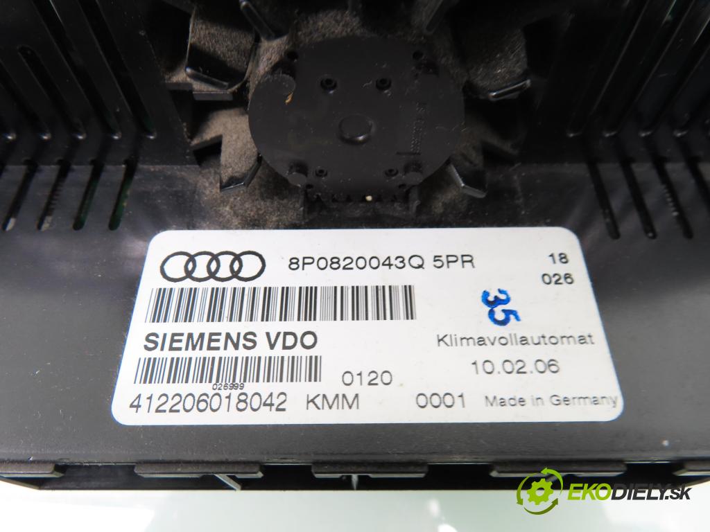 AUDI A3 (8P1) HB 2006 103,00 2.0 TDI PD 16V 140 1968,00 Panel kúrenia KLIMATRONIK 8P0820043Q