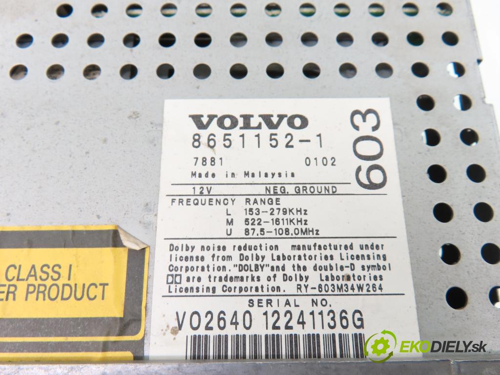 VOLVO S60 I (384) SEDAN 2001 132,00 2.0 T - B 5204 T5 1984,00 RADIO CD Modul 86511521