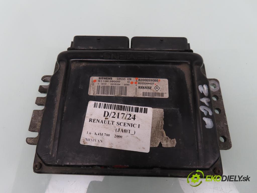 RENAULT SCENIC I (JA0/1_) MINIVAN 2000 79,00 1.6 16V 107 - K4M 700 1598,00 Riadiaca jednotka Motor 8200059086 ; S110138000 ; 8200044437