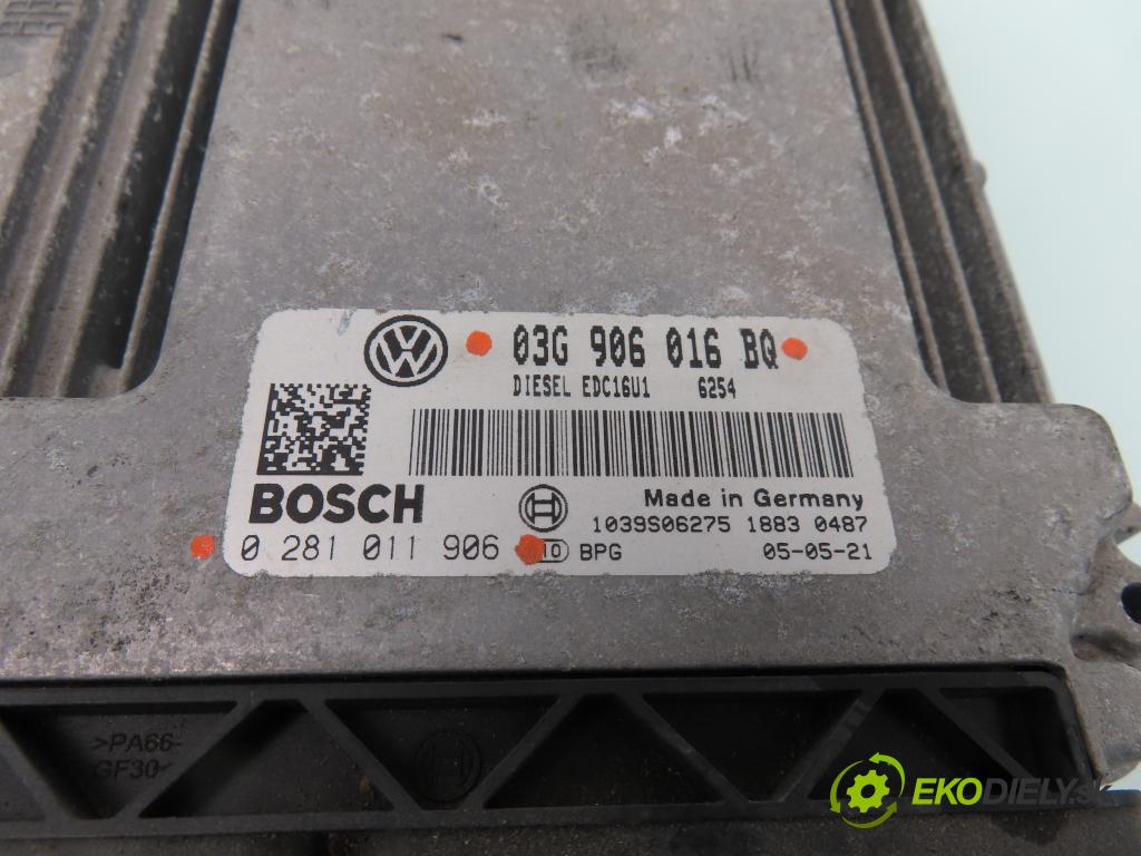 VW TOURAN (1T1, 1T2) MINIVAN 2005 103,00 2.0 TDI - BMM 1968,00 Riadiaca jednotka Motor 03G906016BQ ; 0281011906