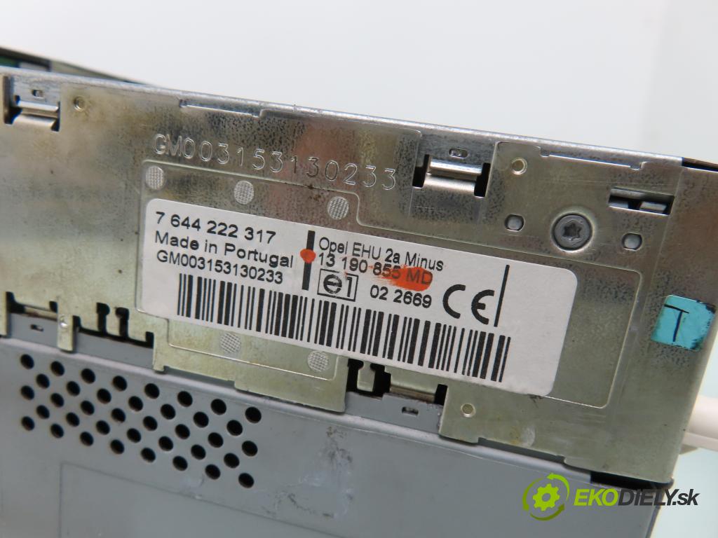 OPEL MERIVA A nadwozie wielkoprzestrzenne (MPV) (X03) HB 2006 74,00 1.7 CDTI 101 - Z 17 DT 1686,00 RADIO CD 13190855 ; 13208191