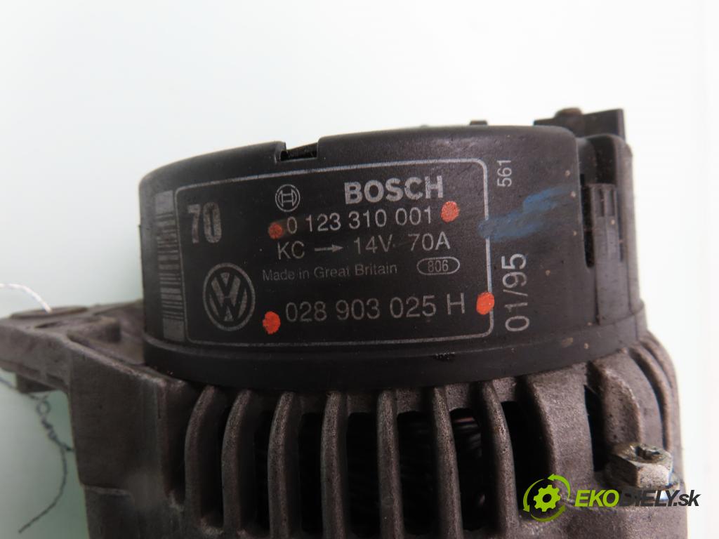VW POLO (6N1) HB 1994 55,00 75 1.6 - AEA 1598,00 Alternátor 0123310001 ; 028903025H (Alternátory)