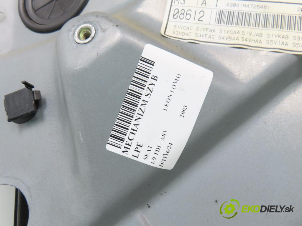 SEAT LEON (1M1) HB 2003 81,00 1.9 TDI 110 - ASV 1896,00 mechanismus oken 1M0837755 ; 1C1959801A