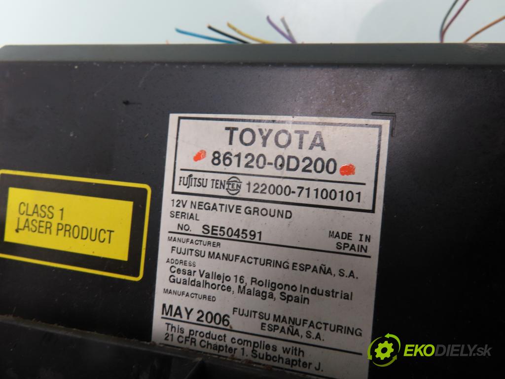 TOYOTA YARIS (_P9_) HB 2006 51,00 1.0 VVT-i (KSP90_) - 1KR-FE 998,00 RADIO CD 861200D200