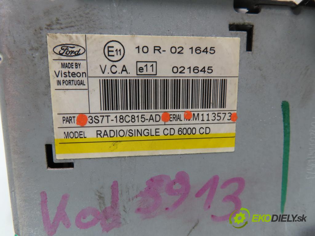 FORD MONDEO III Turnier (BWY) KOMBI 2004 96,00 2.0 TDCi - FMBA 1998,00 RADIO CD 3S7T18C815AD ; M113573