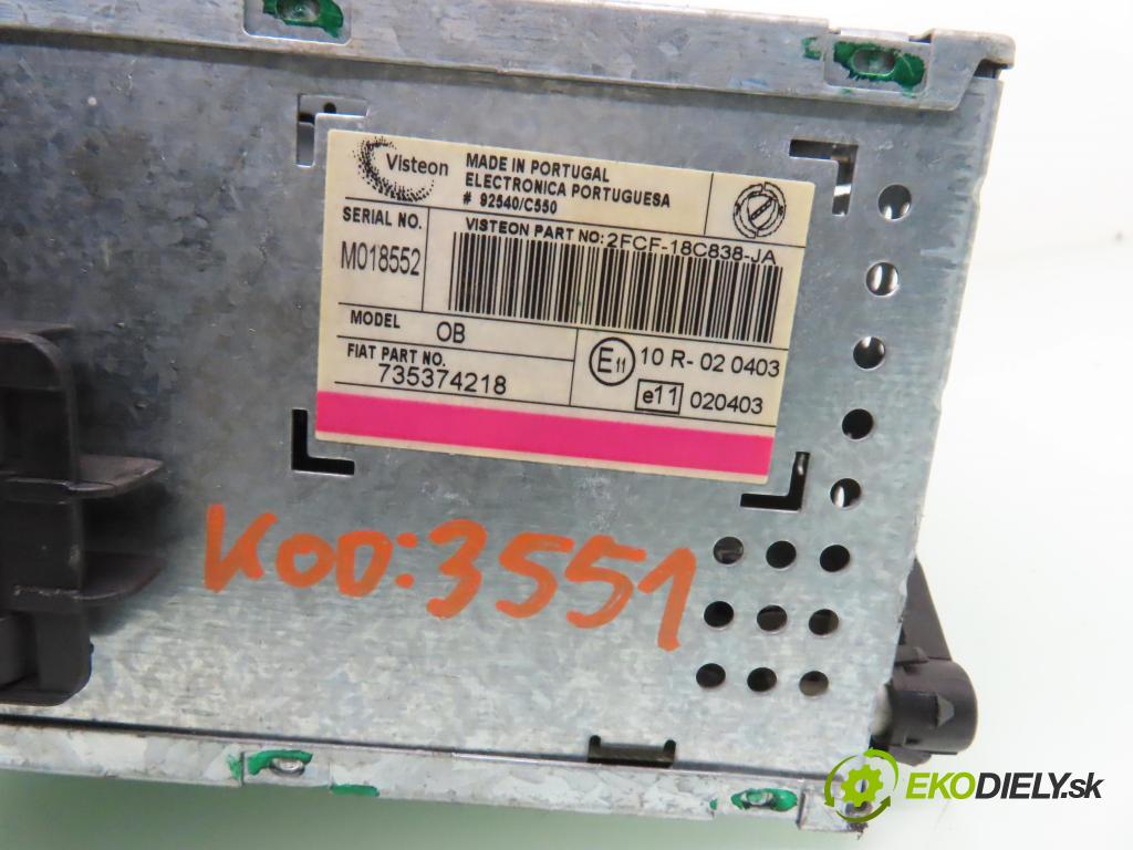 FIAT STILO (192_) HB 2003 76,00 1.6 16V 103 - 182 B6.000 1596,00 RADIO CD 2FCF18C838JA ; 735374218