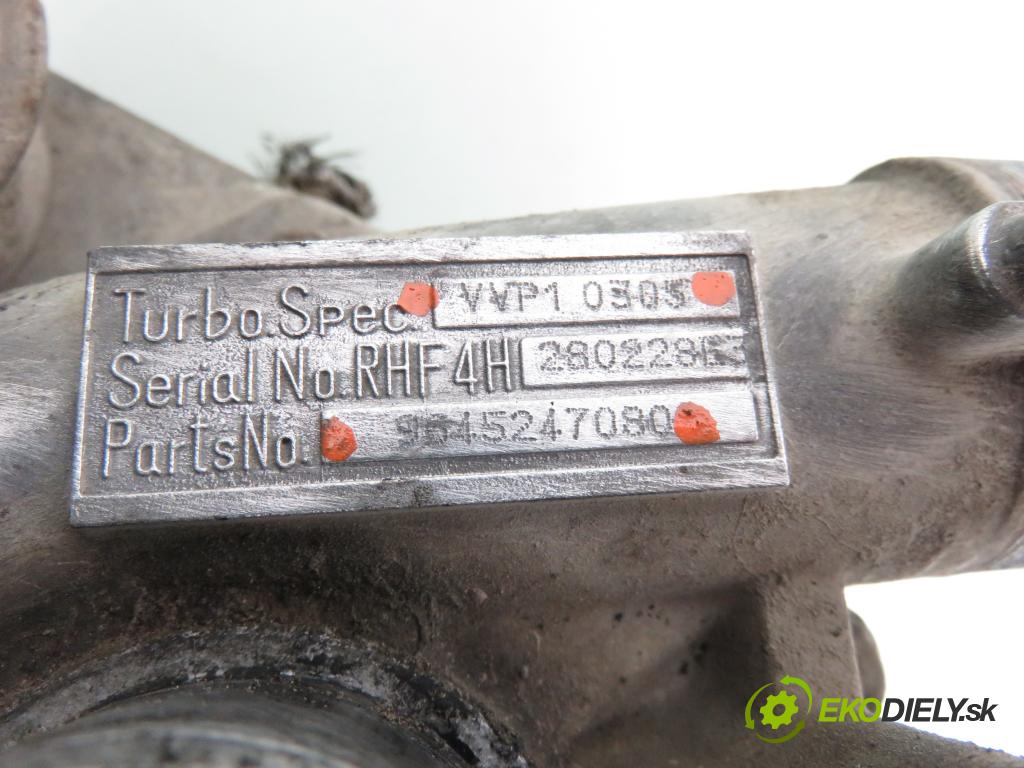 CITROEN XSARA PICASSO (N68) MINIVAN 2003 66,00 2.0 HDi 8V 90 - RHY 1997,00 RYCHLONABÍJEČKA: 9645247080 ; VVP10305 (Turbodúchadla (kompletní))
