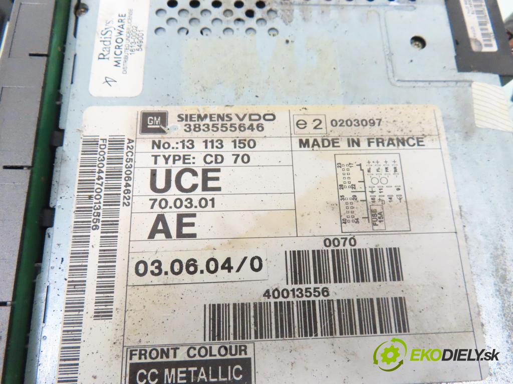 OPEL VECTRA C (Z02) HB 2005 88,00 1.9 CDTI 8V 120 - Z 19 DT 1910,00 RADIO CD 13113150 ; CD70