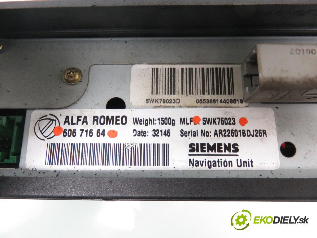 ALFA ROMEO 166 (936_) SEDAN 2001 103,00 2.4 JTD (936A2B__) - 839 A6.000 2387,00 čítač navigácie 60671664 ; 5WK76023 (Ostatné)