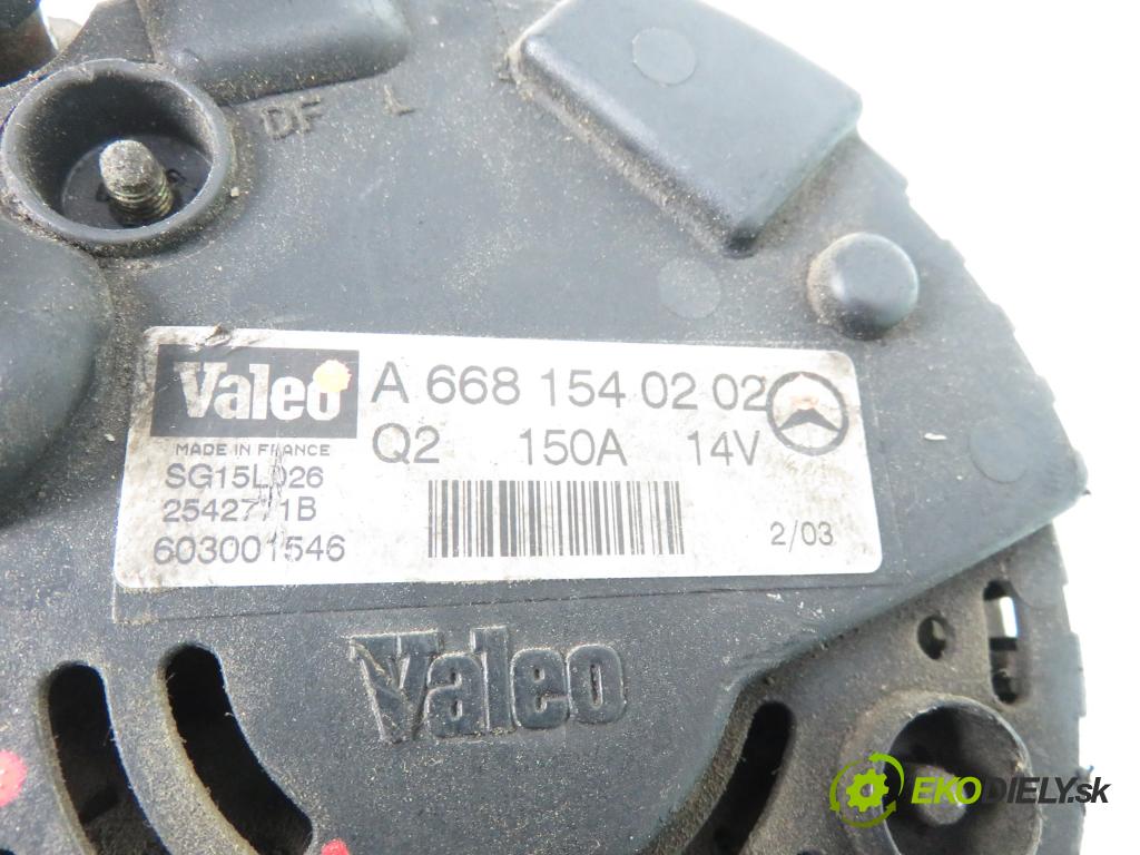 MERCEDES-BENZ KLASA A (W168) HB 2002 70,00 A 170 CDI 95 - OM 668.942 1689,00 Alternátor A6681540202 (Alternátor)