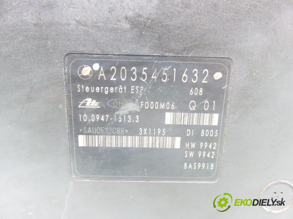 MERCEDES-BENZ KLASA C (W203) SEDAN 2000 120,00 C 200 Kompressor (203.042) - M 271.940 1796,00 pumpa ABS A2035451632 ; A0044310512 ; 10094715133 (Pumpy brzdové)